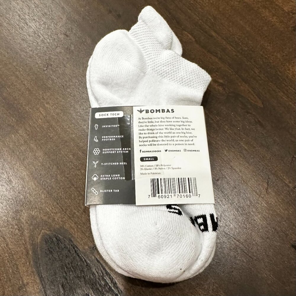 Bombas Women's Solids Ankle Socks - White - Size Small - Picture 2 of 2